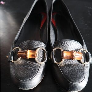 Vintage Gucci Black Leather Loafers